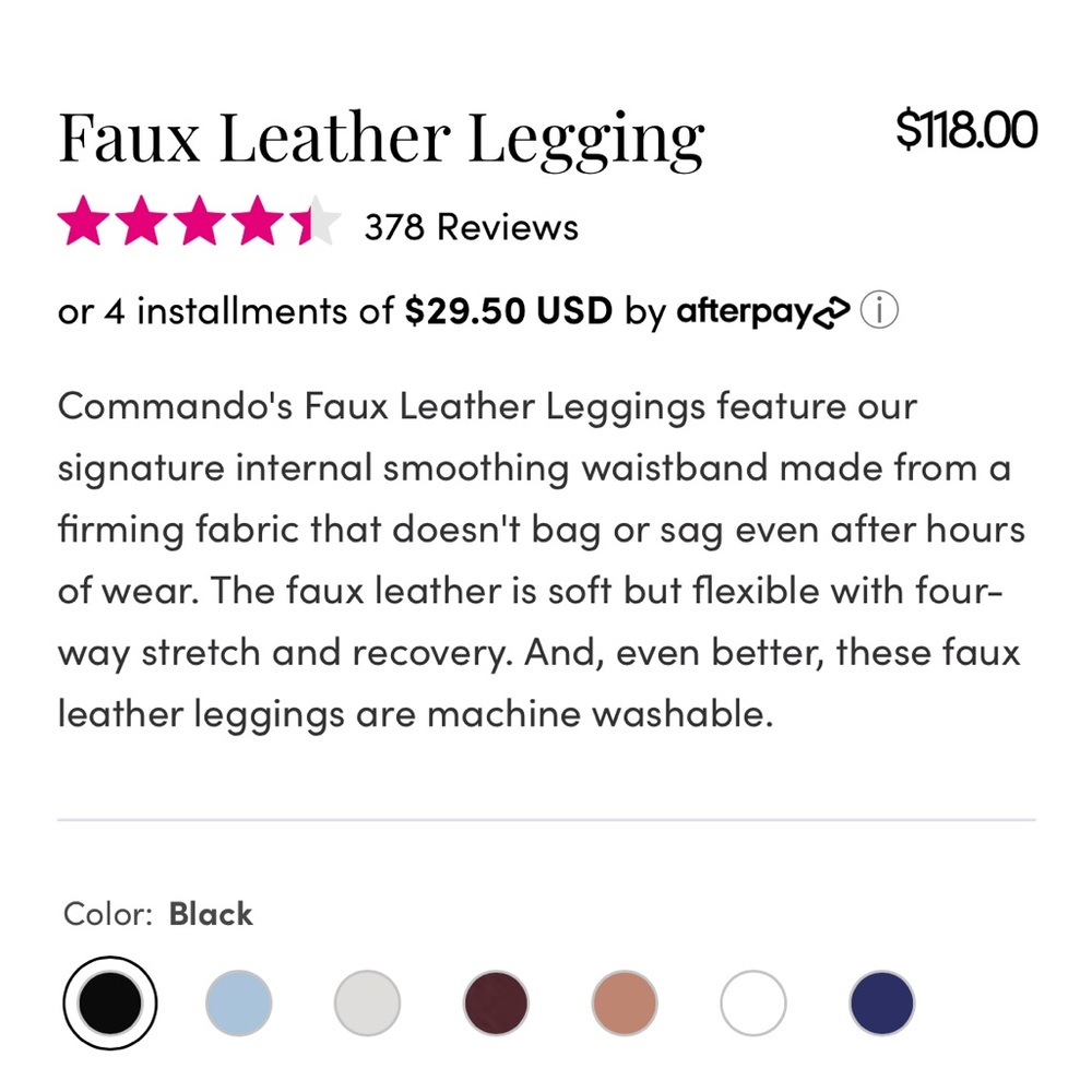 Commando Leather Legging Size Small - image 3